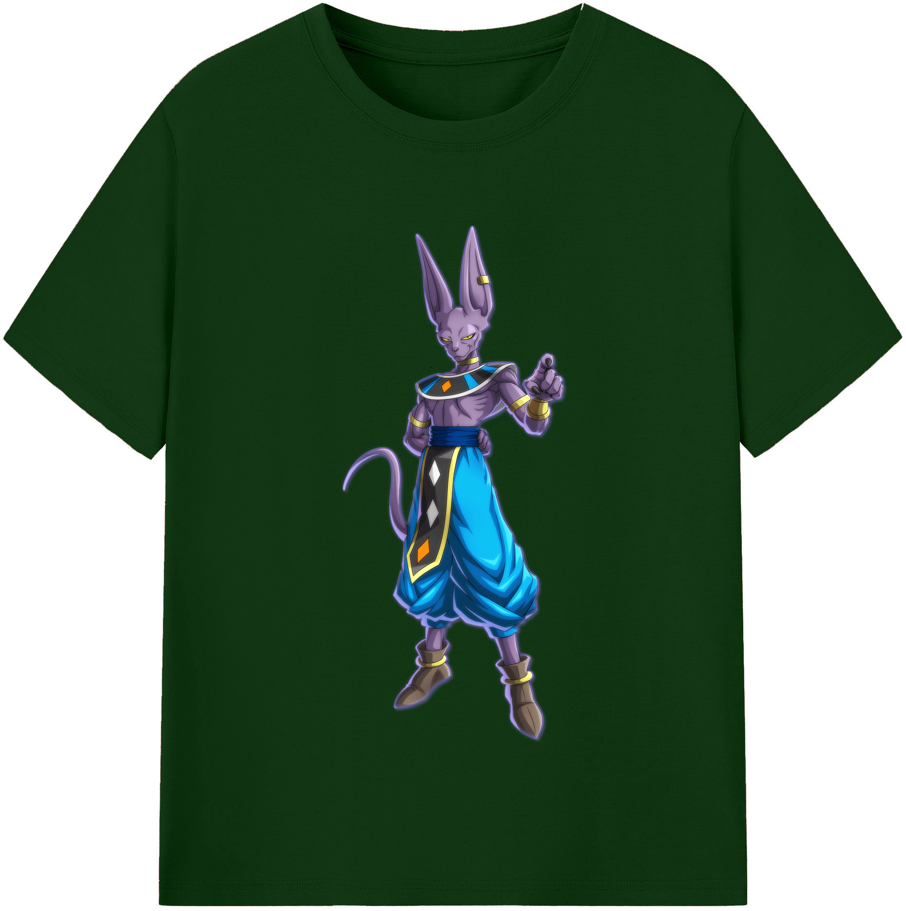（画像用） ドラゴンボール ビルス 破壊神ビルス DRAGON BALL Beerus Birusu 綿100％半袖Tシャツ（フロントプリント）